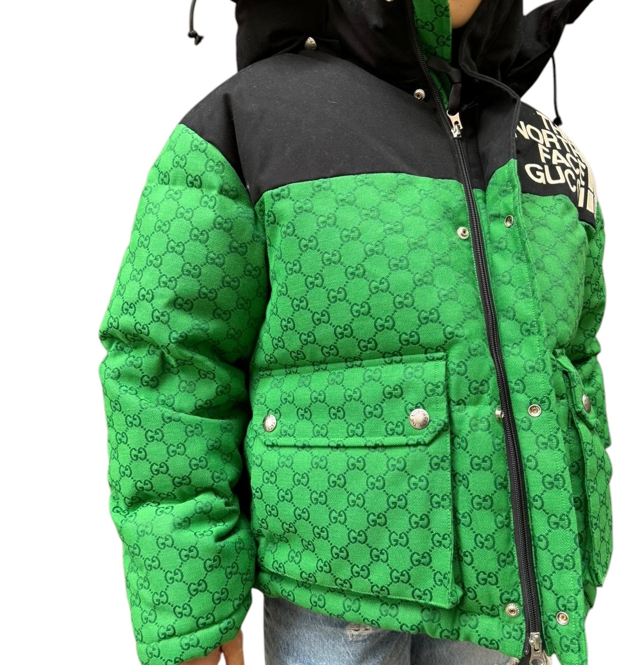 Gucci x Northface (Celerity Favorite)Unisex Green and Black Block Puffer Jacket