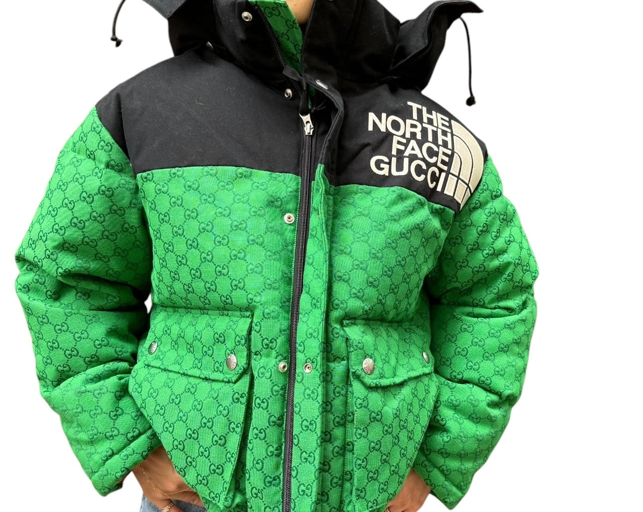 Gucci x Northface (Celerity Favorite)Unisex Green and Black Block Puffer Jacket